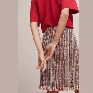 Fringe Tweed Multicolor Skirt Maeve Anthropologie